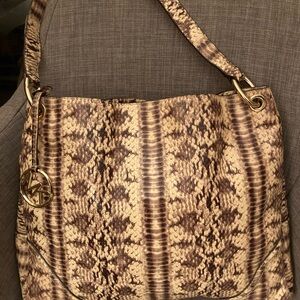 Michael Kors Python Snakeskin Embossed Leather Shoulder Bag MSRP $259